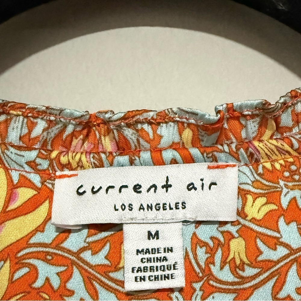 Current Air Floral Ruffle Sleeve Top Size Medium Boho Feminine Office Teacher - Picture 5 of 7